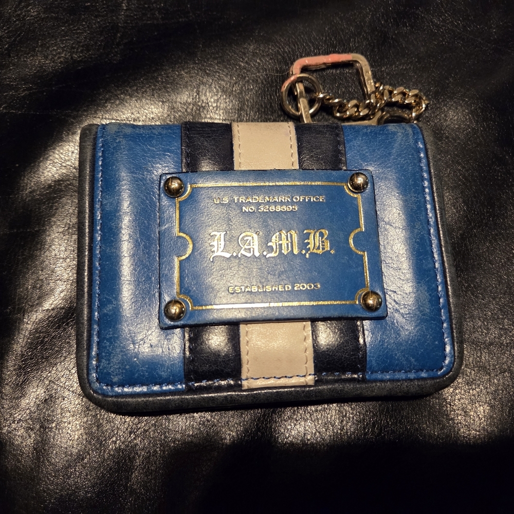 L.A.M.B. Blue and Cream Striped Wallet